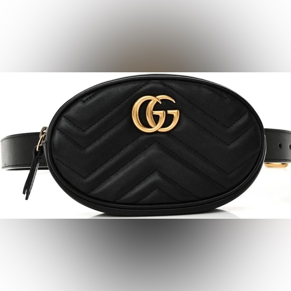 GG Calfskin Matelasse GG Marmont Belt Bag Black - Picture 2 of 3